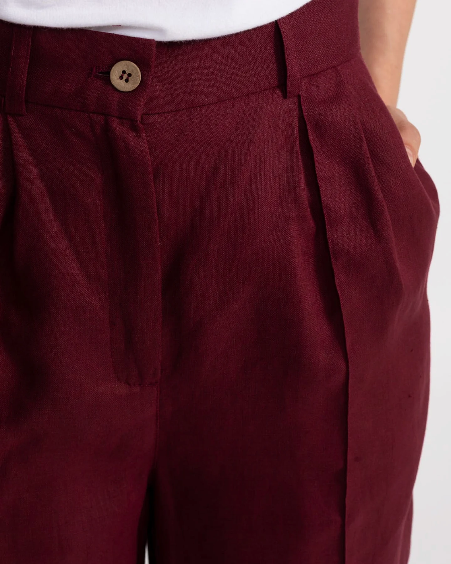 De IONESCU Damen vegan Hose Figa Leinen Bordeaux – Ansicht 2