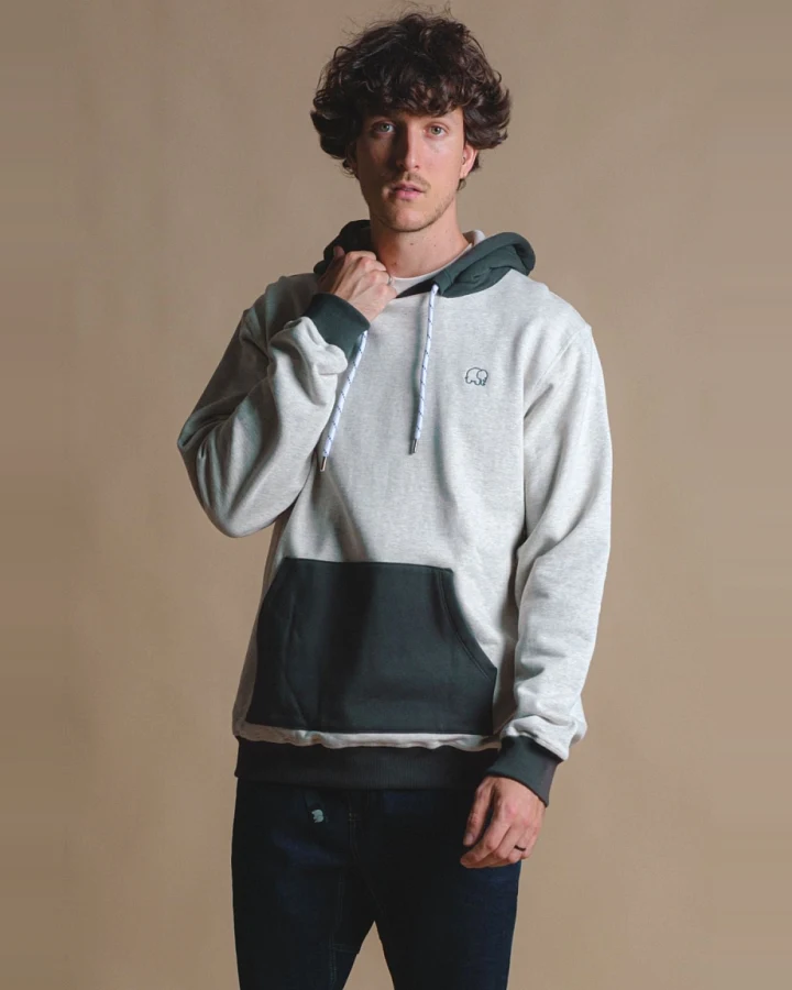 Trendsplant Herren vegan Hoodie Oversized Warm Heather Grey/Scarab