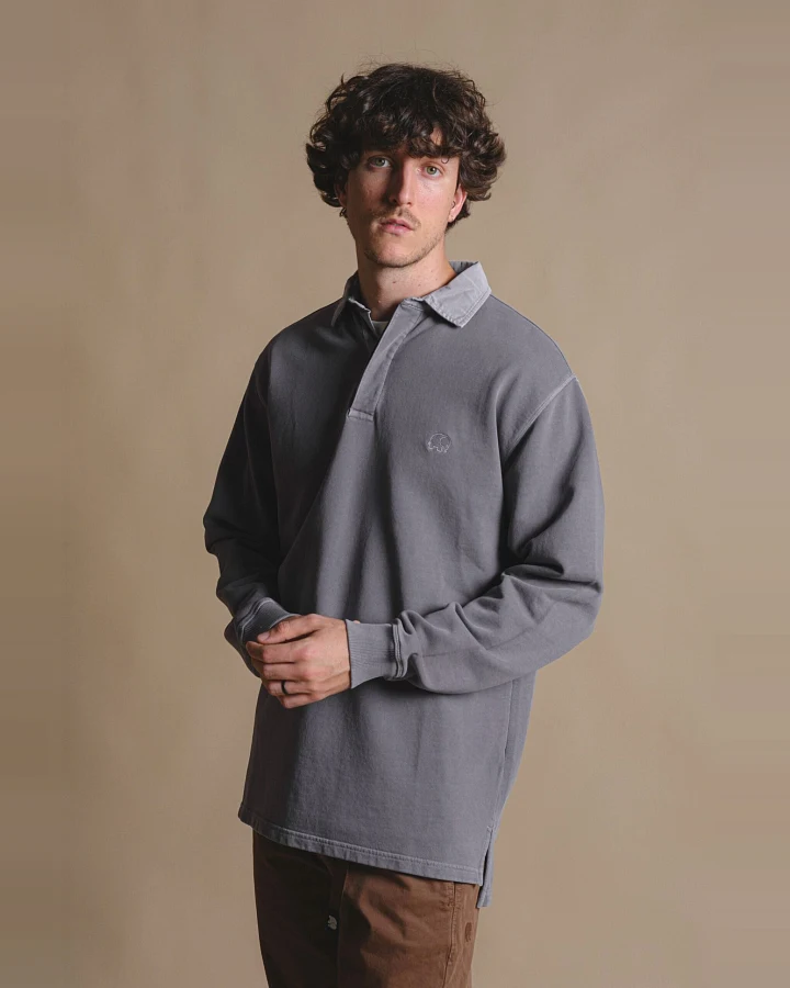 Trendsplant Herren vegan Pullover Polo Essential Pigment Zinn Grau