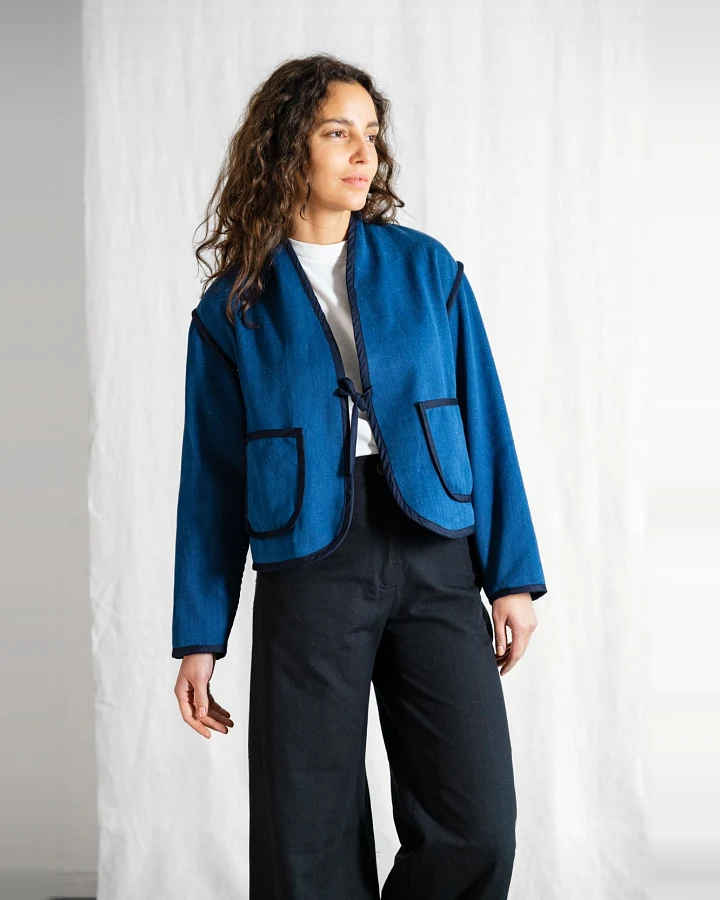 Jyoti Fair Works Damen vegan Jacke Reversible Dhaarti Denim Blau