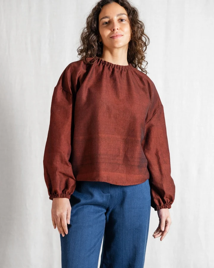 Jyoti - Fair Works Damen vegan Bluse Chaand Rum Raisin Brown