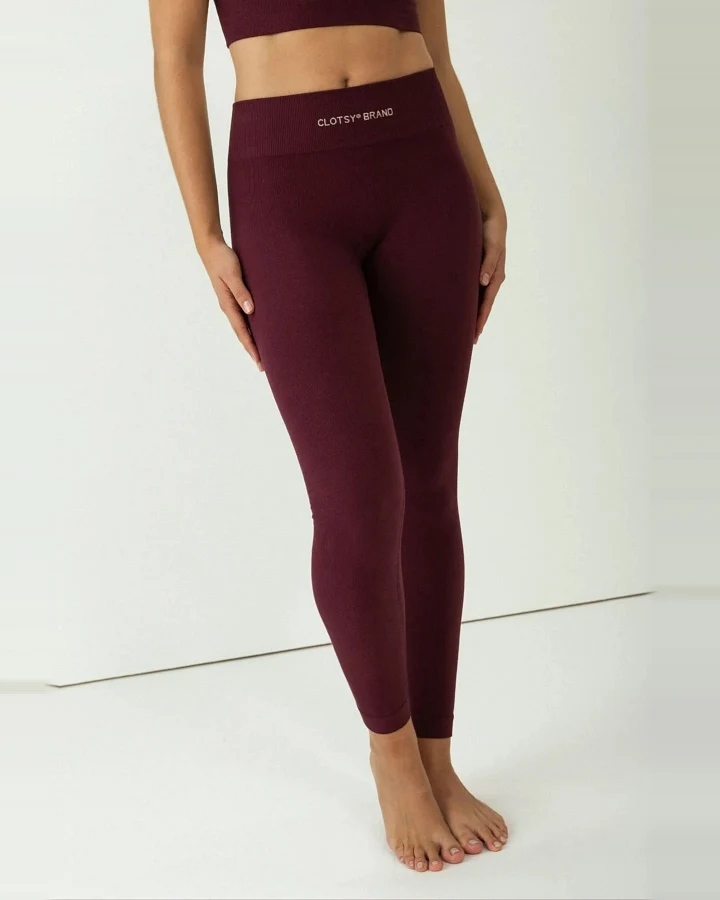 Clotsy Damen vegan Leggings Burgundy