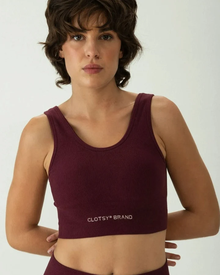 Clotsy Damen vegan Sport-Bh Classic Burgund