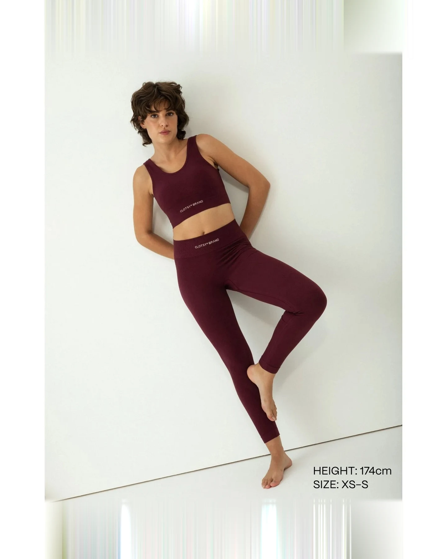 Clotsy Damen vegan Sport-Bh Classic Burgund – Ansicht 2