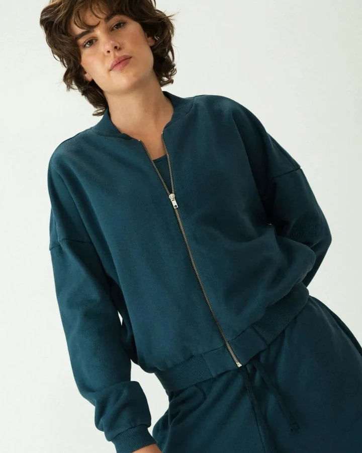 Clotsy Damen vegan Bomberjacke Blau