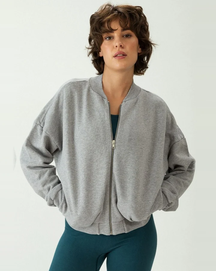 Clotsy Damen vegan Bomberjacke Grau