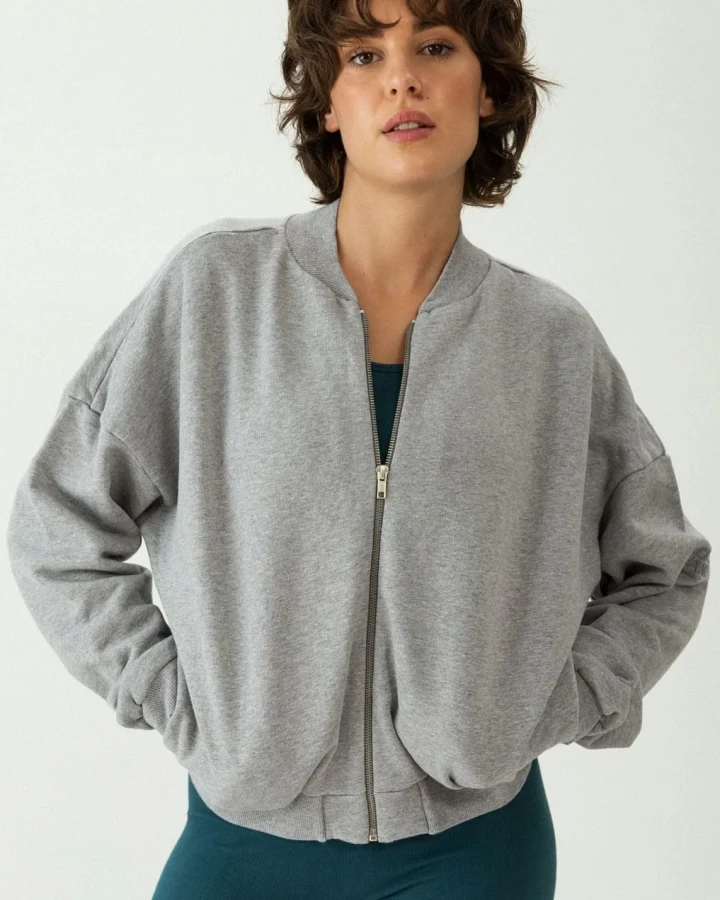 Clotsy Damen vegan Bomberjacke Grau