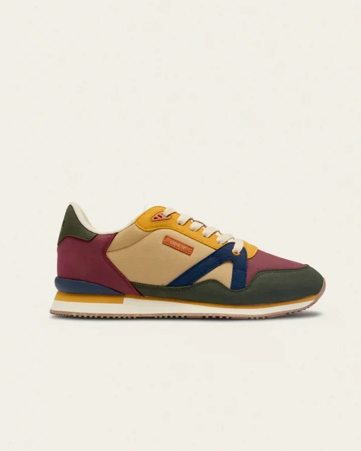 Odaje Herren vegan Sneaker Andre Khaki/Burgund/Senf