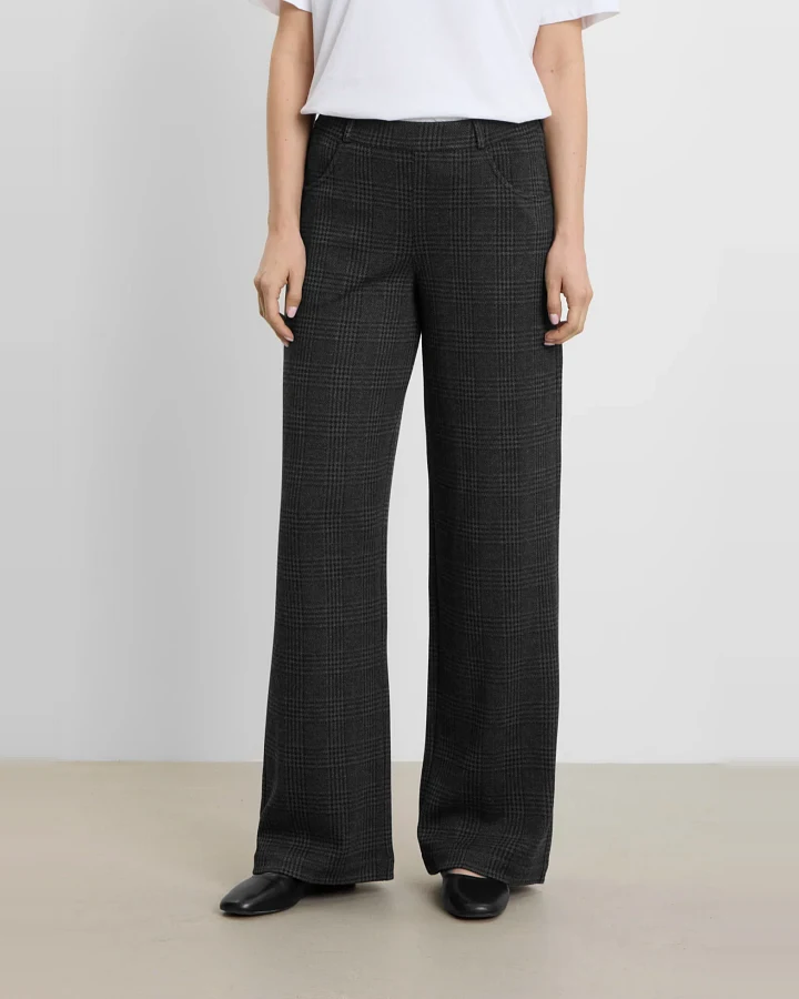 LAURIE Damen vegan Hose Loose Donna Anthrazit Karo