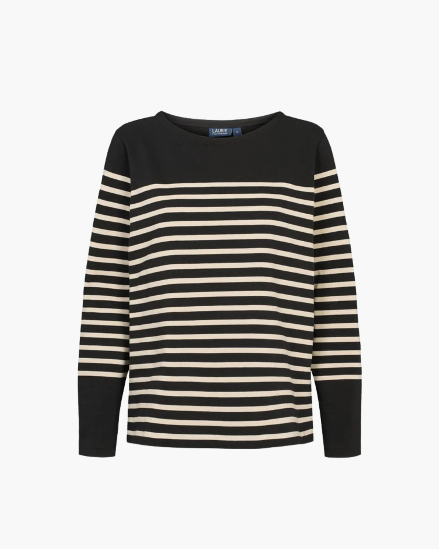 LAURIE Damen vegan Langarmshirt Gabrielle Breton Schwarz/Birke Gestreift – Ansicht 2