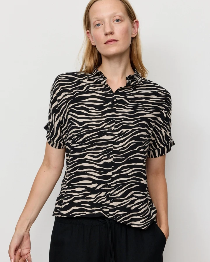 Bluse Lotus Zebra Schwarz