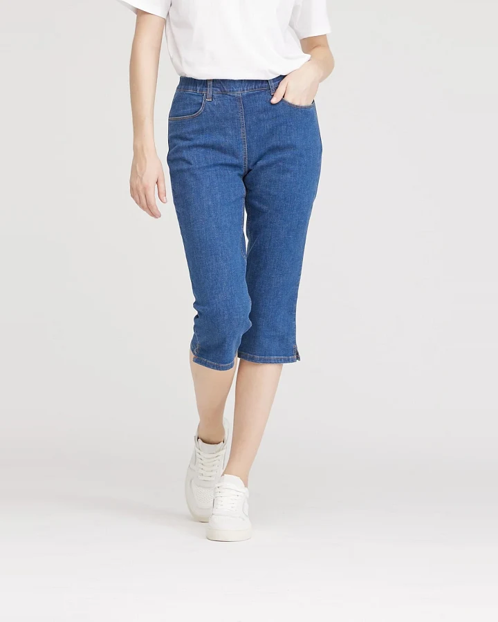 LAURIE Damen vegan Jeans Capri Kelly Regular Blue Denim