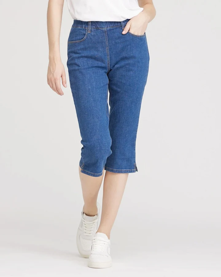 LAURIE Damen vegan Jeans Capri Kelly Regular Blue Denim