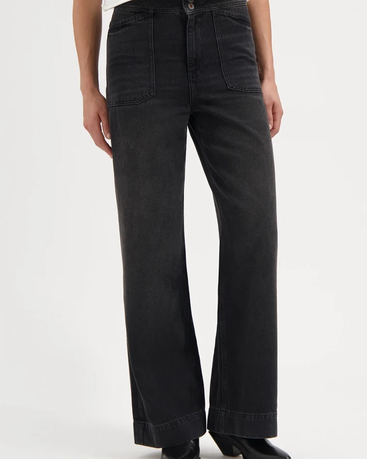 Kuyichi Damen vegan Jeans Farrah Worker Smoky Noir Schwarz