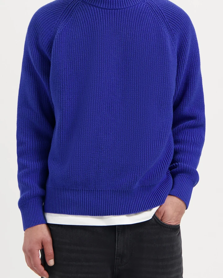 Kuyichi Herren vegan Strickpullover Duke Dusk Indigo