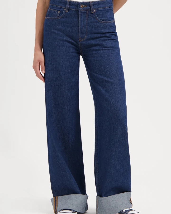Kuyichi Damen vegan Jeans Super Wide Francis Rinse Blau