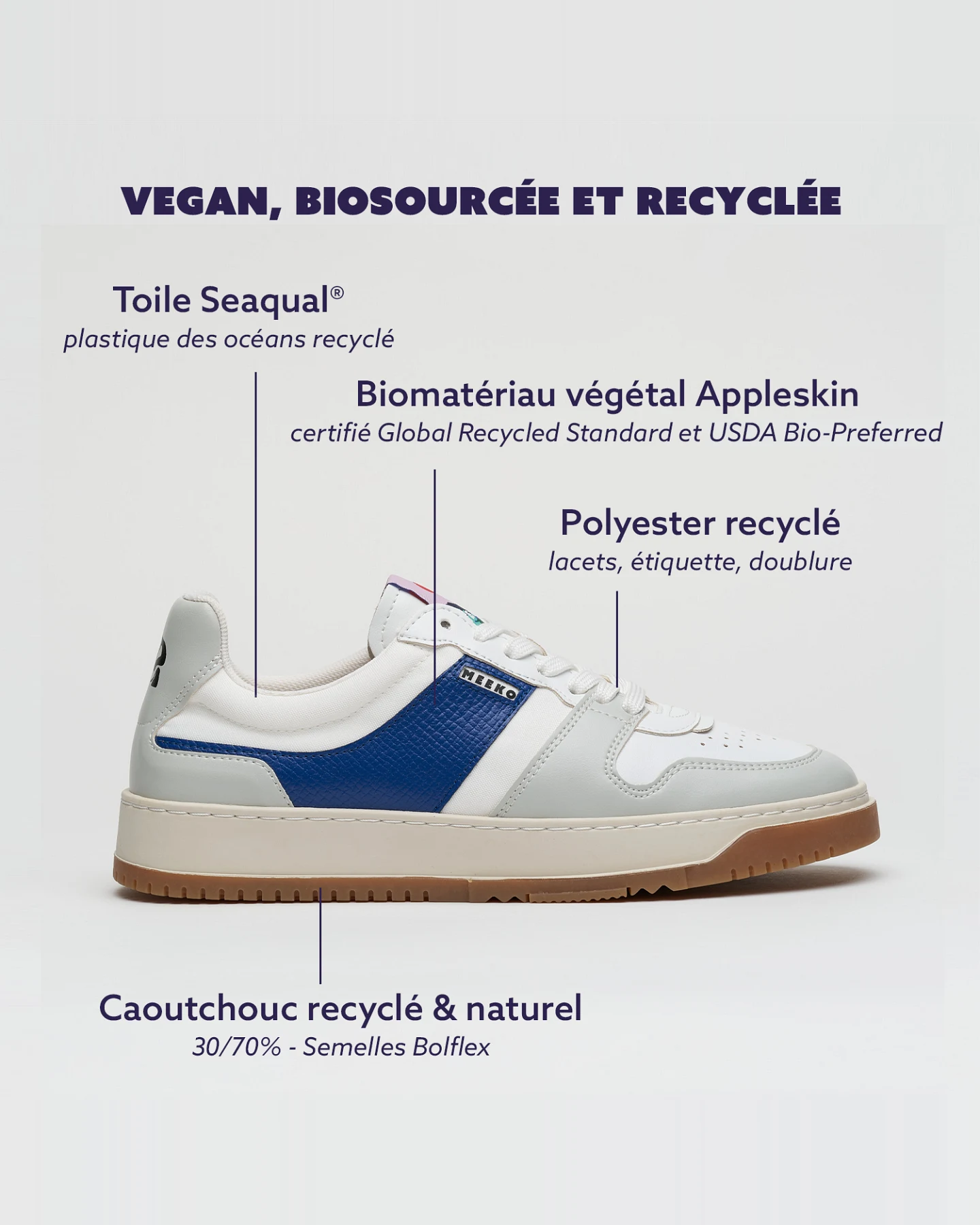 MEEKO Herren vegan Sneaker Kiboko Blau – Ansicht 2
