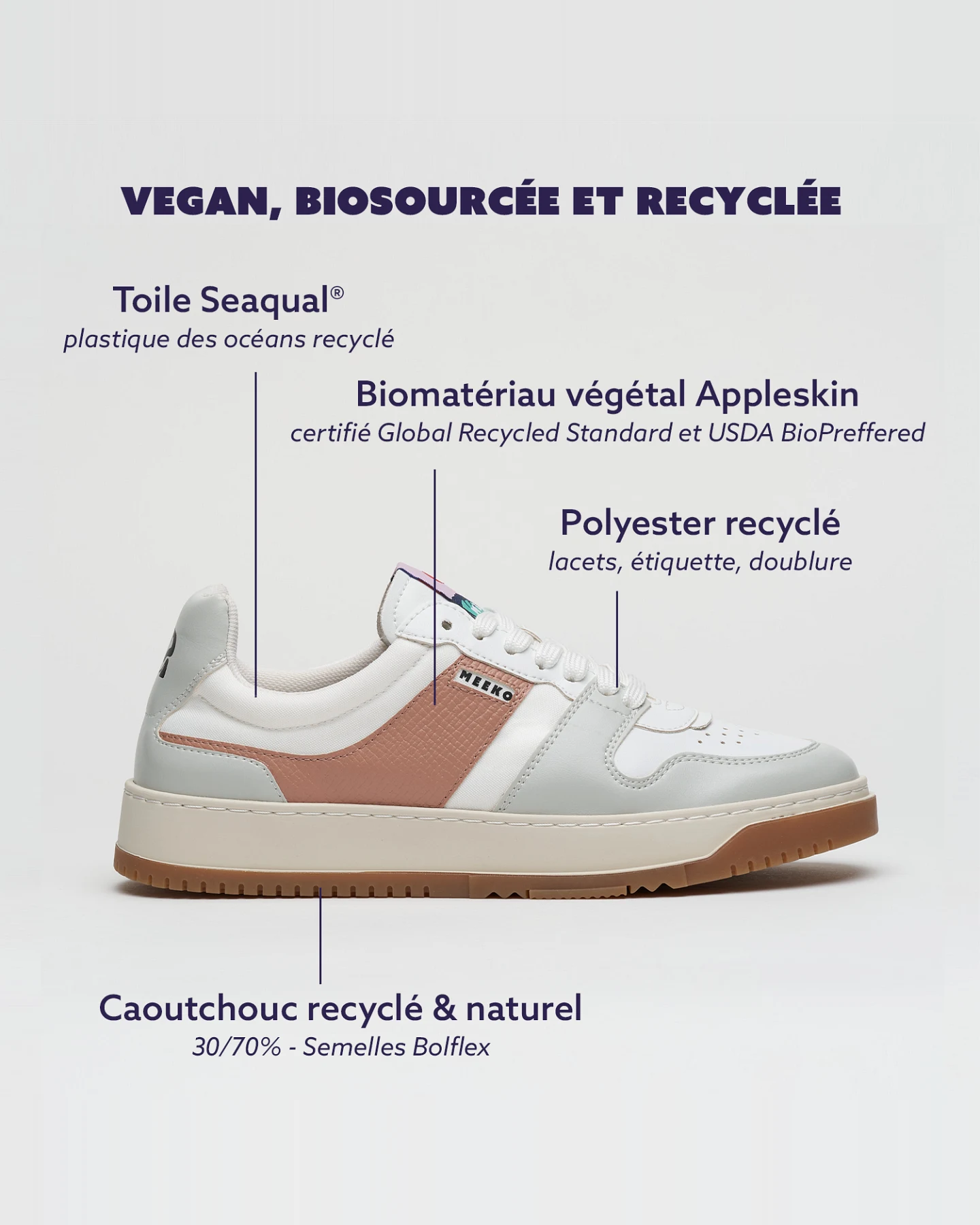 MEEKO Herren vegan Sneaker Kiboko Rosa – Ansicht 2