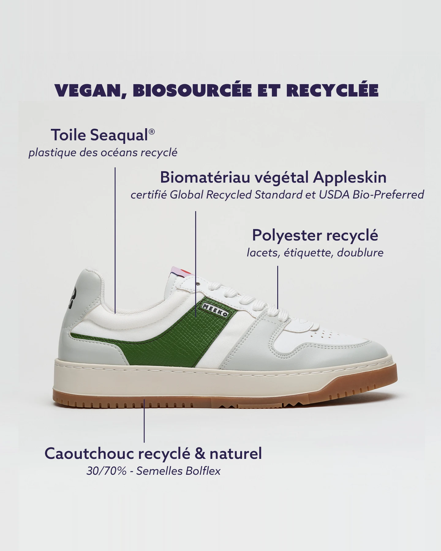 MEEKO Herren vegan Sneaker Kiboko Grün – Ansicht 2