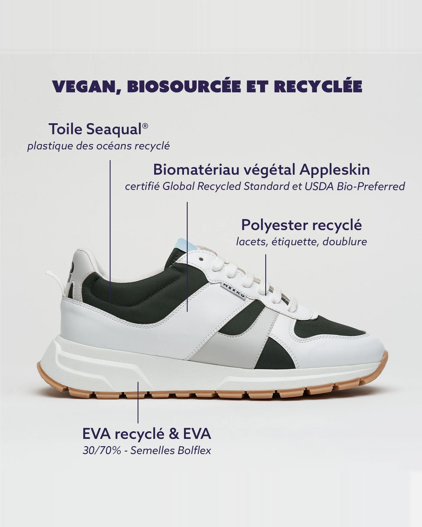 MEEKO Herren vegan Sneaker Coco Pongo Khaki Grün – Ansicht 2