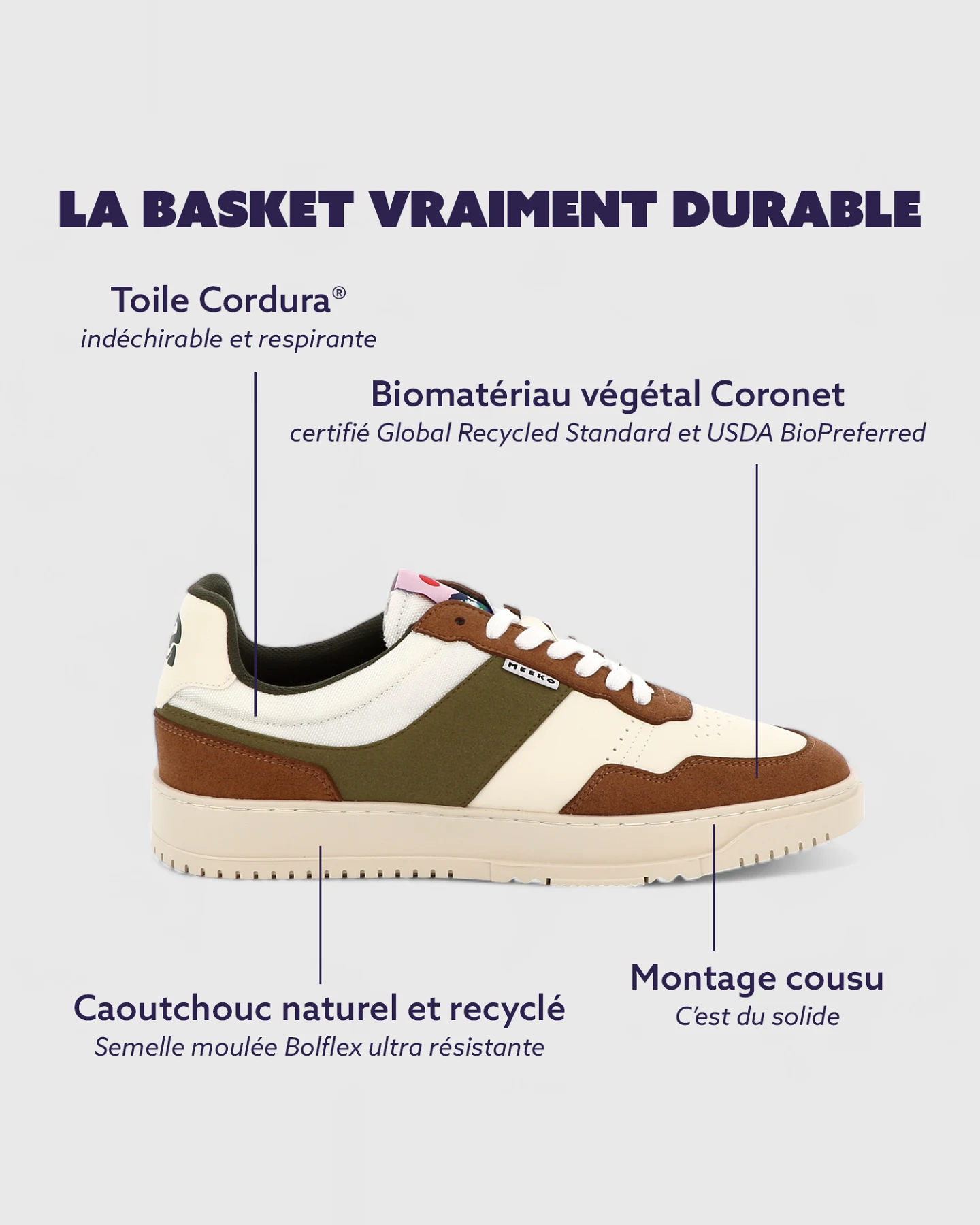 MEEKO Herren vegan Sneaker Kiboko Cordura Olive – Ansicht 2