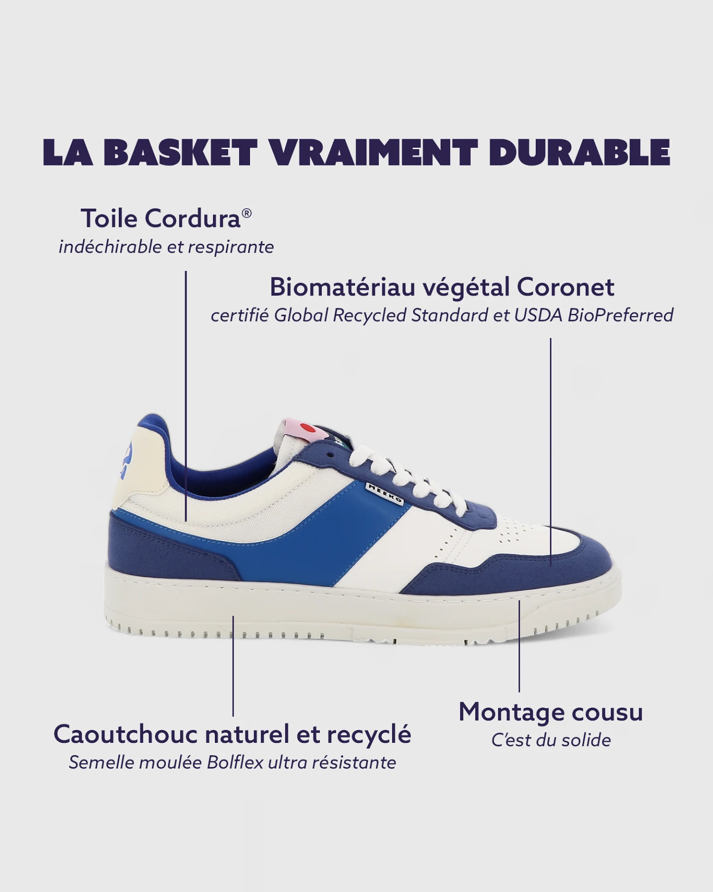 MEEKO Herren vegan Sneaker Kiboko Cordura Cobalt – Ansicht 2