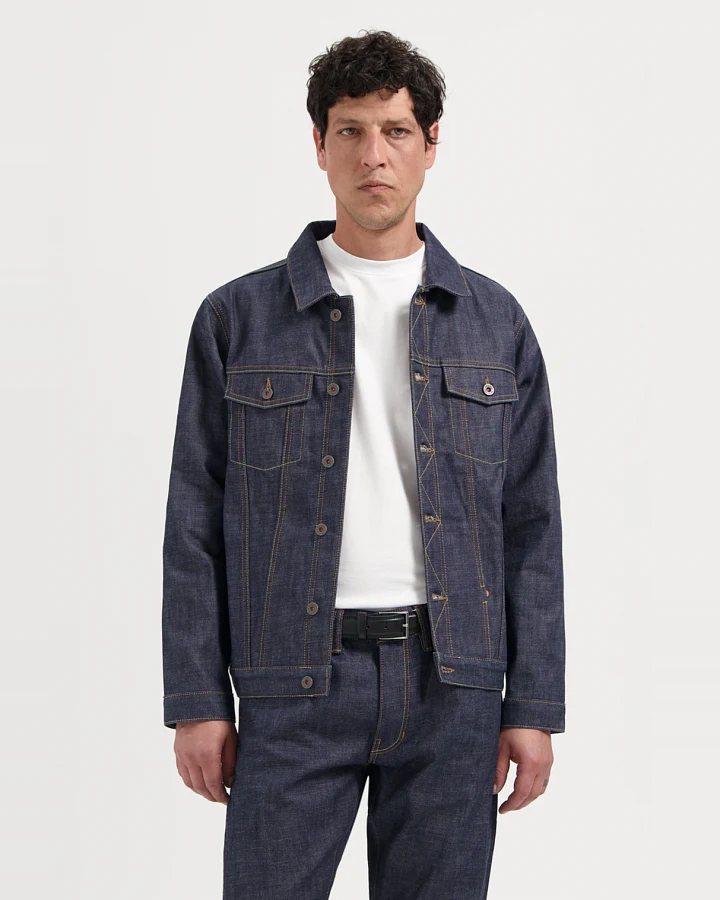 Kuyichi Herren vegan Jeansjacke Bourne Dry Selvedge Blau