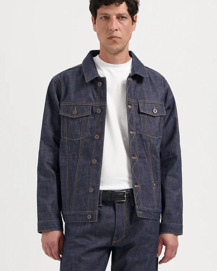 Kuyichi Herren vegan Jeansjacke Bourne Dry Selvedge Blau