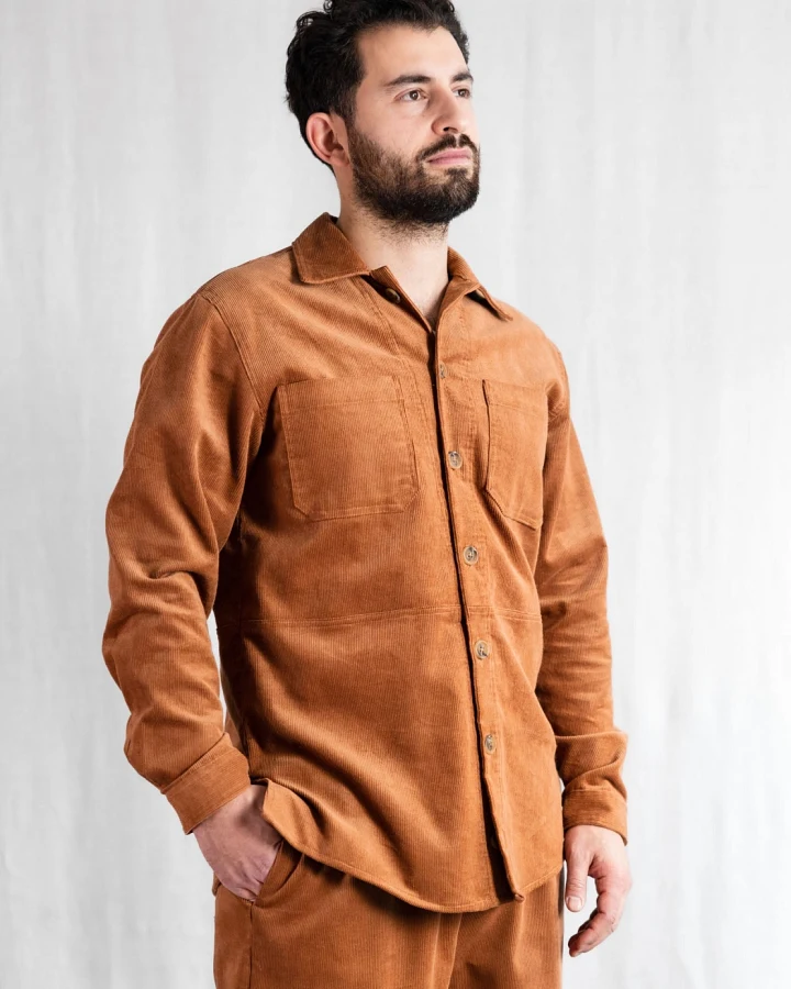Jyoti - Fair Works Herren vegan Hemdjacke KALagi Zimt