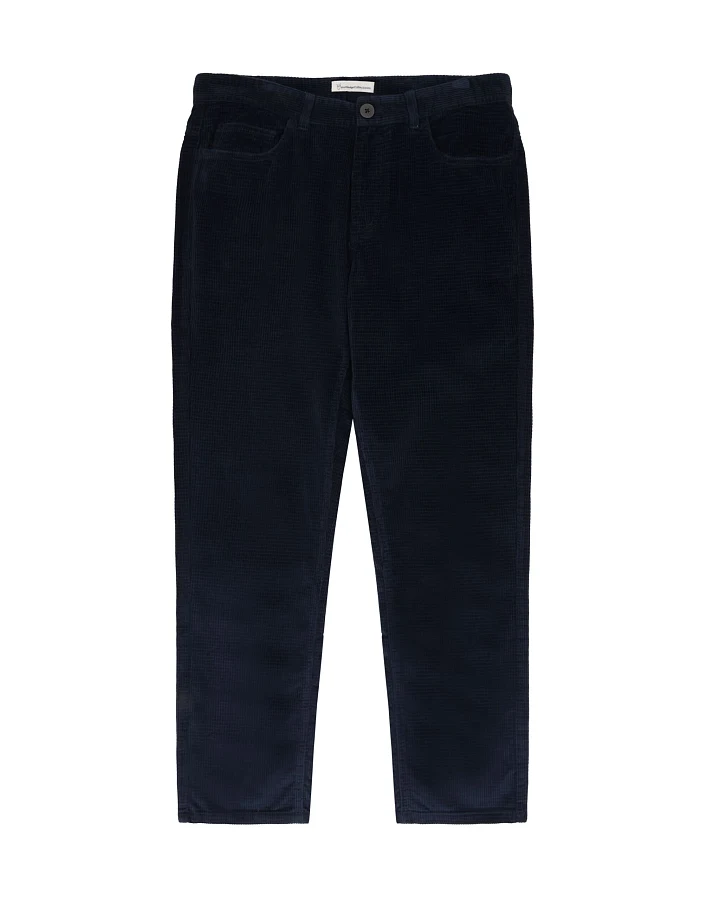 KnowledgeCotton Apparel Herren vegan Hose Corduroy Chuck 5 Pocket Night Sky Navy