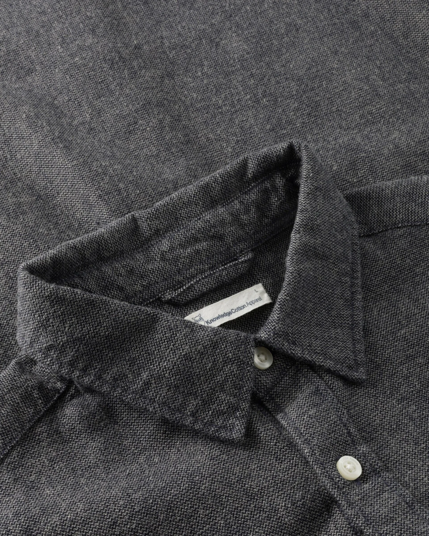 KnowledgeCotton Apparel Herren vegan Hemd Flanell Night Sky Navy/Grau – Ansicht 2