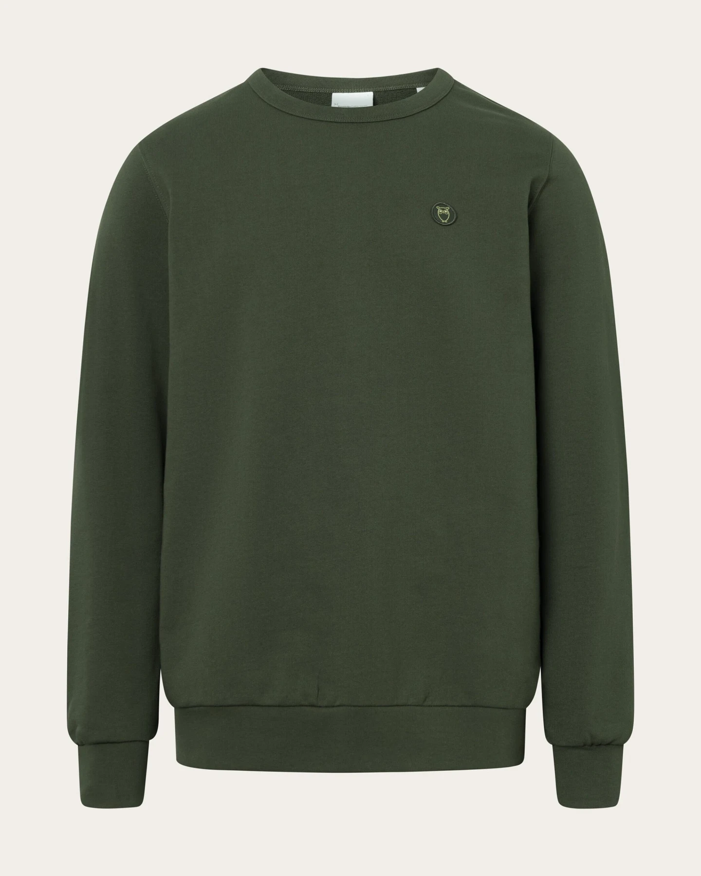 KnowledgeCotton Apparel Herren vegan Sweatshirt Basic Abzeichen Forrest Nachtgrün – Ansicht 2