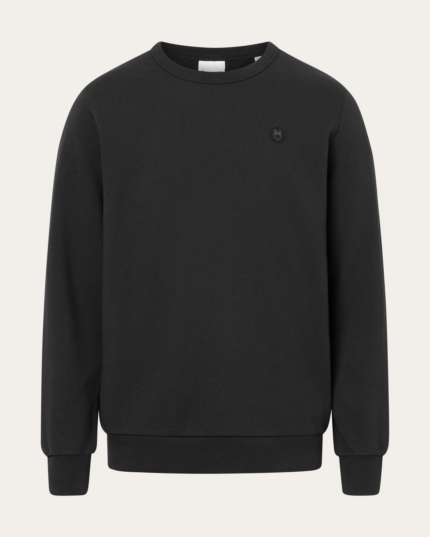 KnowledgeCotton Apparel Herren vegan Sweatshirt Basic Abzeichen Schwarz Jet – Ansicht 2