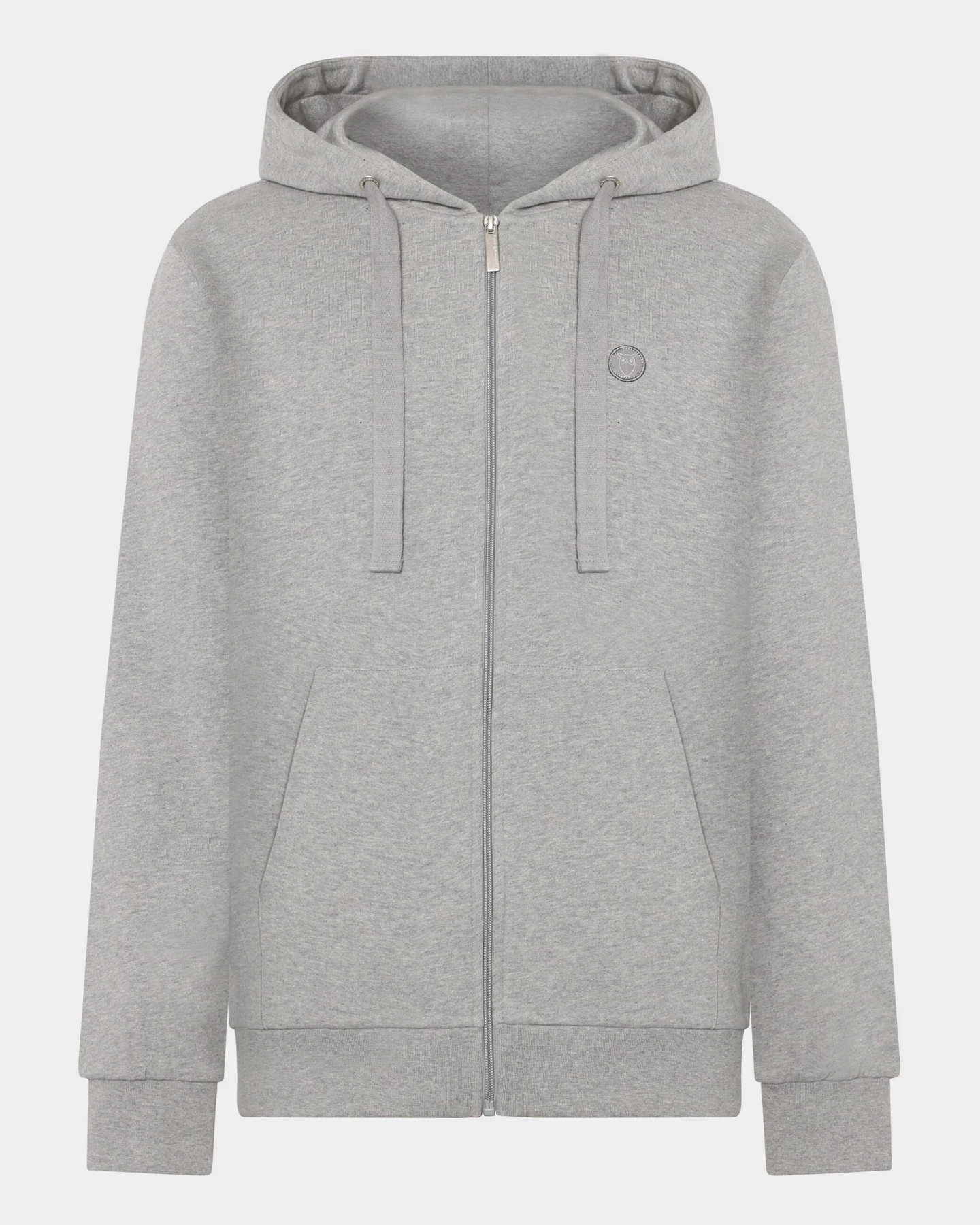 KnowledgeCotton Apparel Herren vegan Zip Hoodie Kangaroo Badge Grau Melange – Ansicht 2