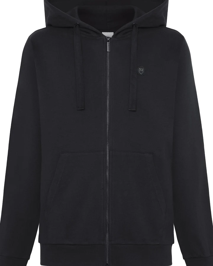 KnowledgeCotton Apparel Herren vegan Zip Hoodie Känguru-Abzeichen Black Jet