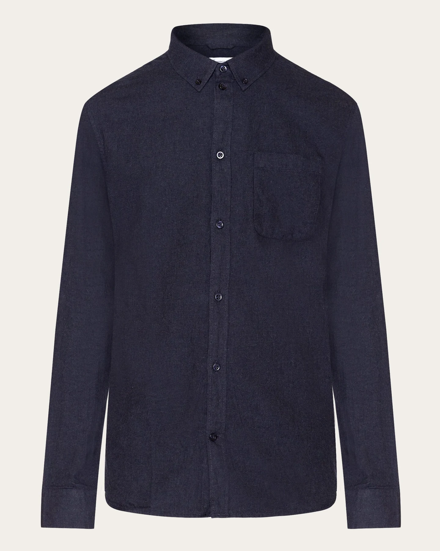 KnowledgeCotton Apparel Herren vegan Hemd Flanell Regular Melange Total Eclipse Navy – Ansicht 2