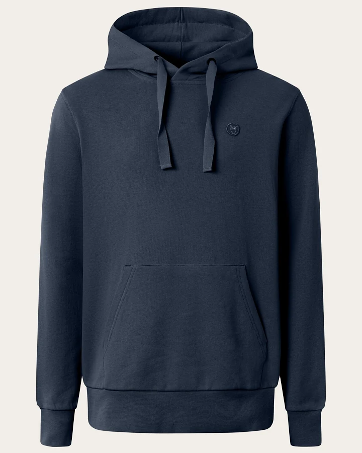 KnowledgeCotton Apparel Herren vegan Hoodie Basic Abzeichen Total Eclipse Navy