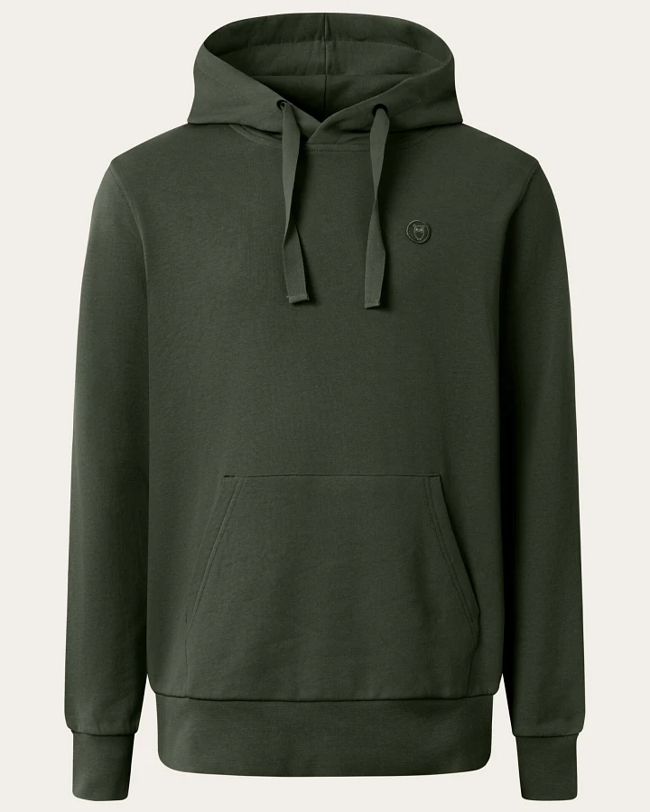 KnowledgeCotton Apparel Herren vegan Hoodie Basic Abzeichen Forrest Nachtgrün