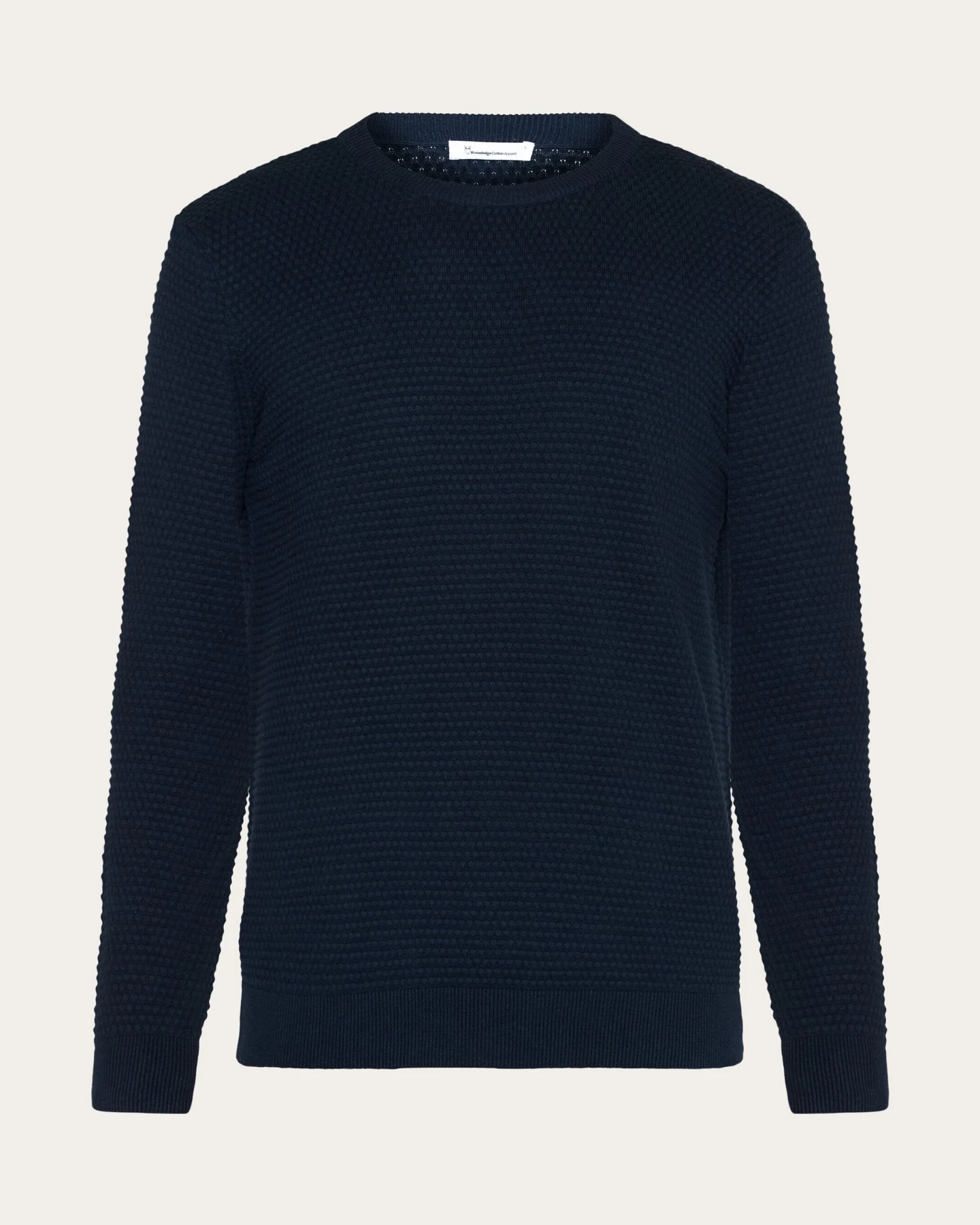KnowledgeCotton Apparel Herren vegan Strickpullover Vagn Bubble Crew Neck Total Eclipse Navy – Ansicht 2