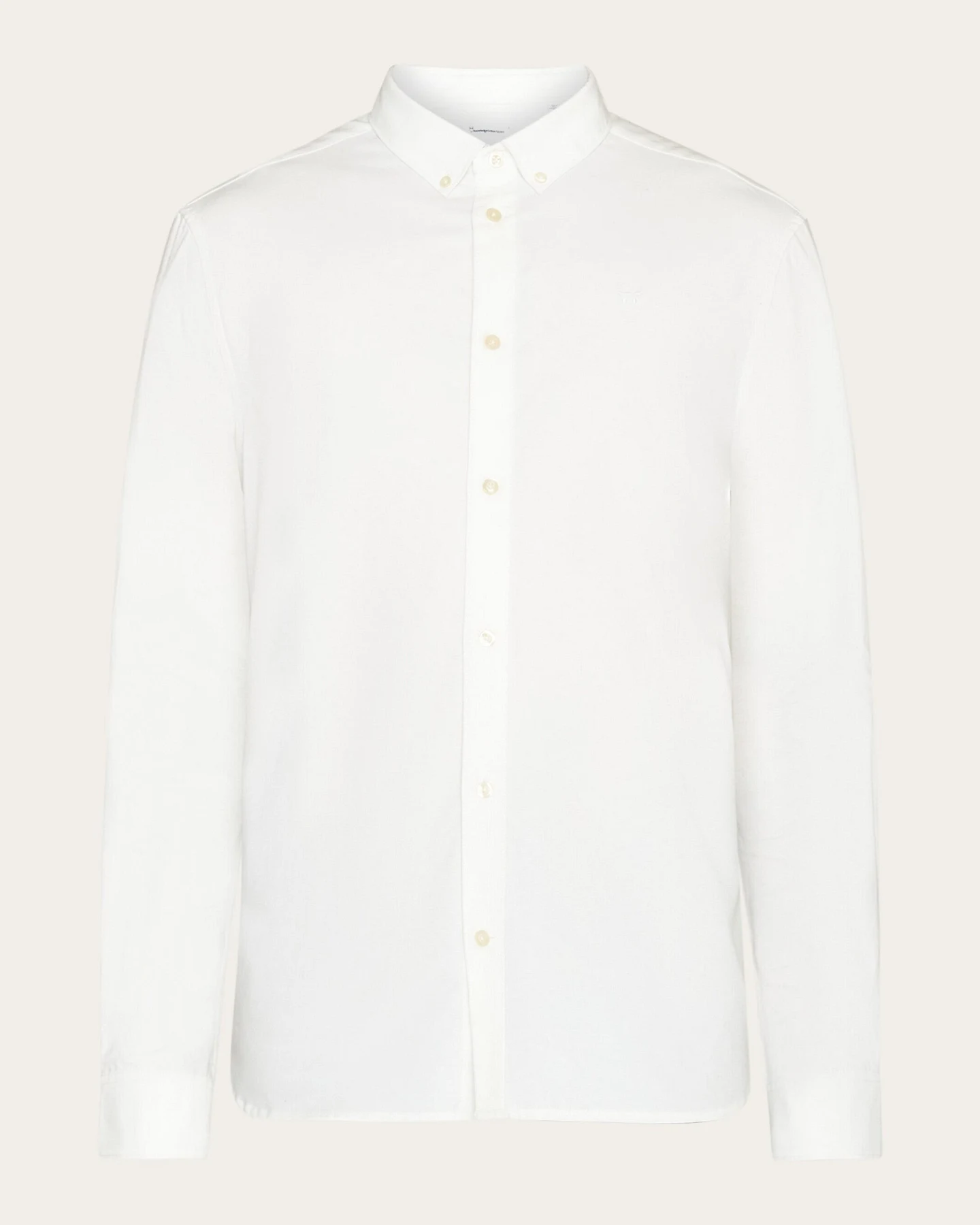KnowledgeCotton Apparel Herren vegan Hemd Oxford Harald Small Owl Bright White – Ansicht 2