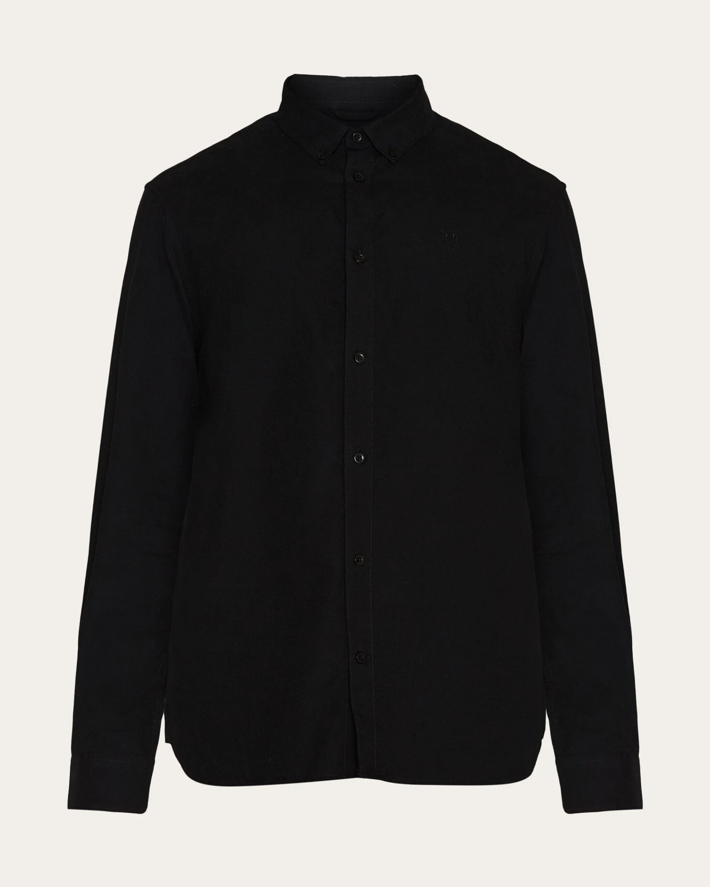 KnowledgeCotton Apparel Herren vegan Hemd Oxford Harald Small Owl Black Jet – Ansicht 2