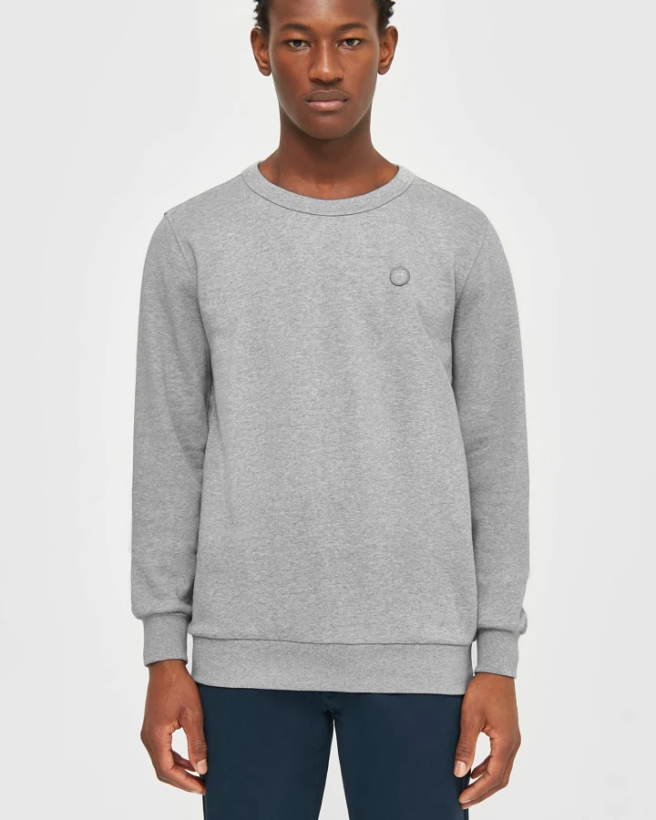 KnowledgeCotton Apparel Herren vegan Sweatshirt Basic Abzeichen Grau Melange