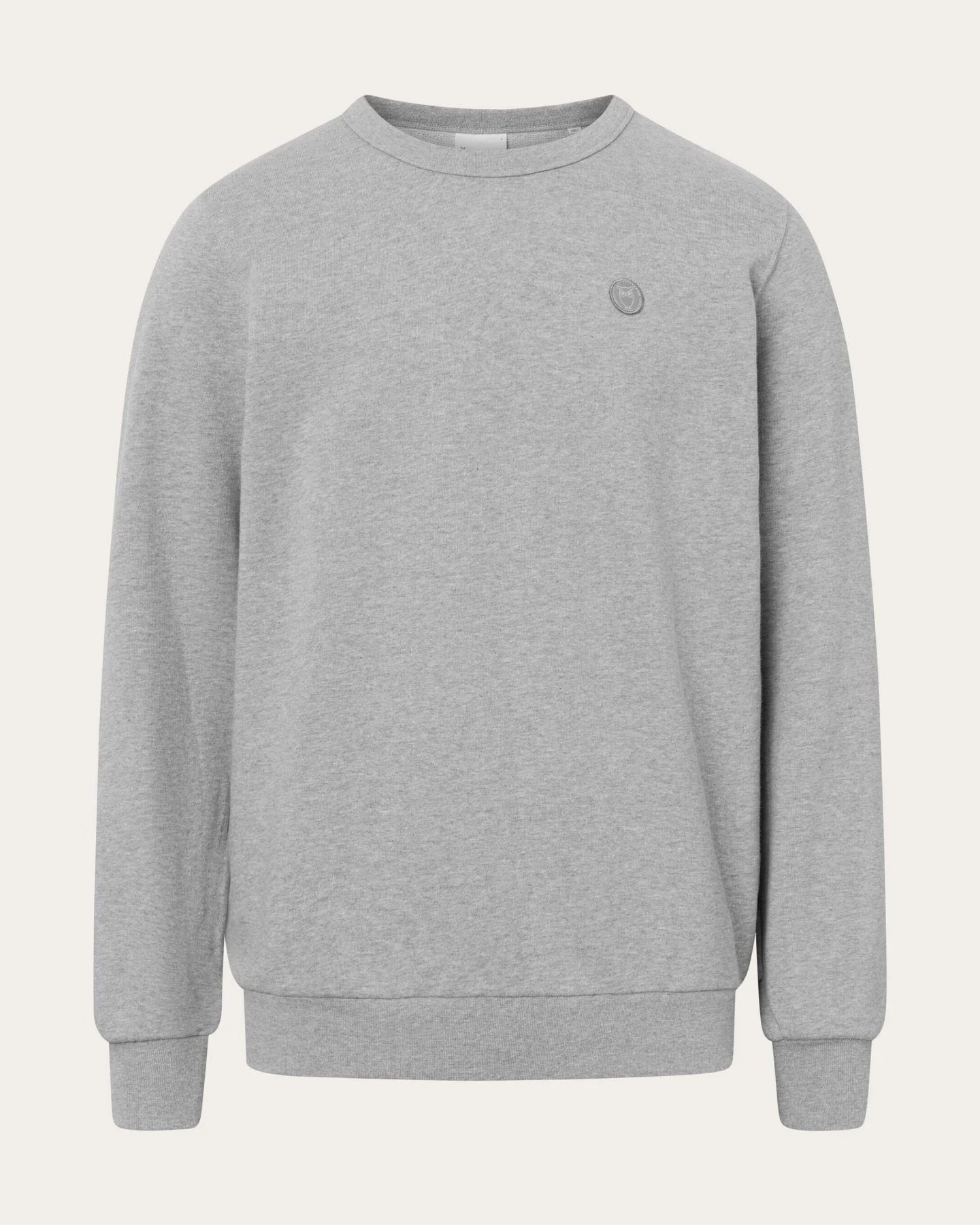 KnowledgeCotton Apparel Herren vegan Sweatshirt Basic Abzeichen Grau Melange – Ansicht 2