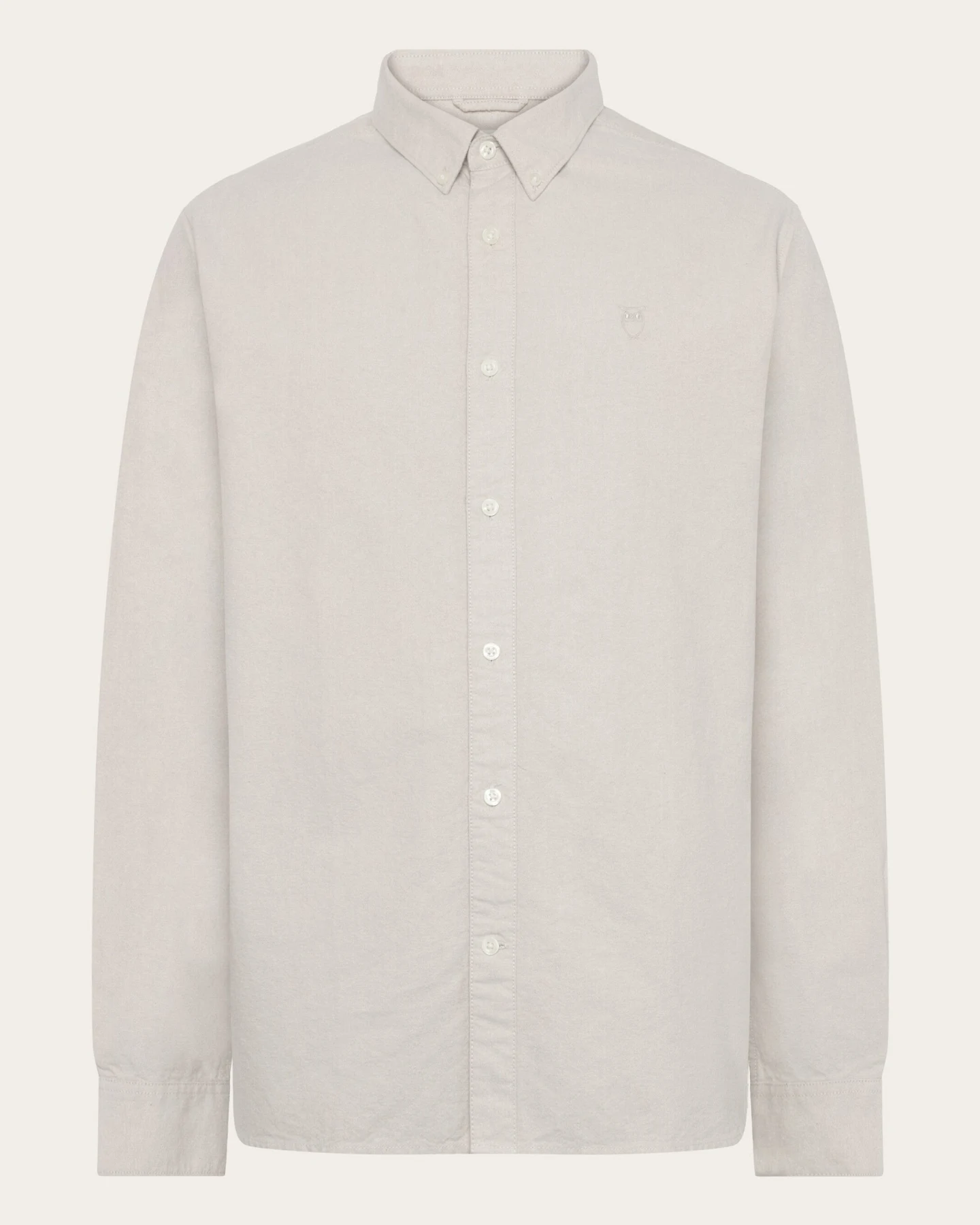 KnowledgeCotton Apparel Herren vegan Hemd Oxford Harald Small Owl Light Feather Gray – Ansicht 2
