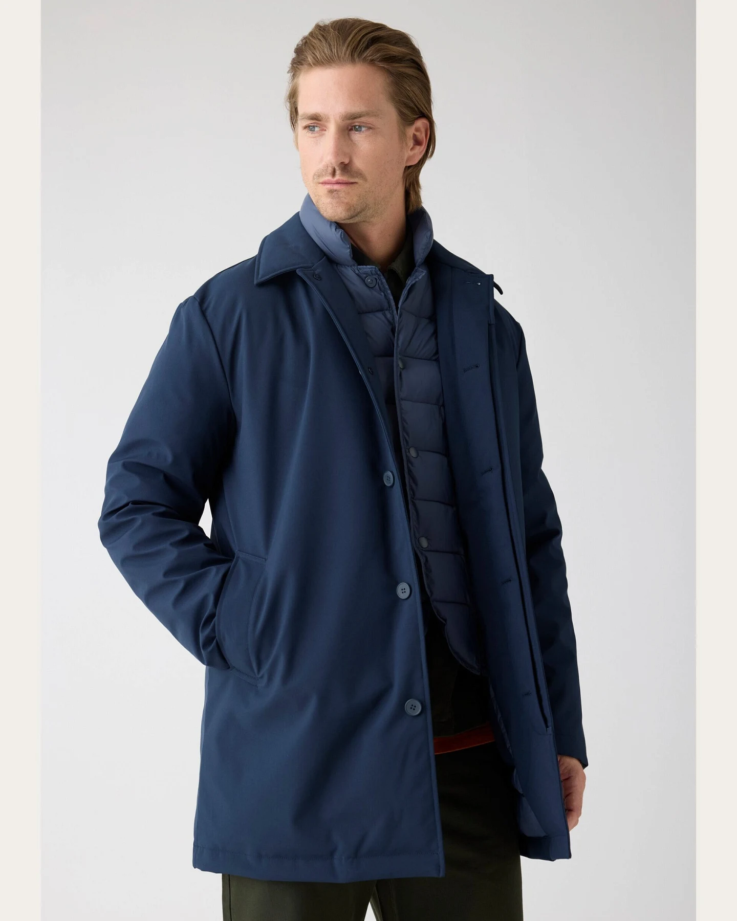 KnowledgeCotton Apparel Herren vegan Jacke Auto Mantel Klima Shell Total Eclipse Navy – Ansicht 2
