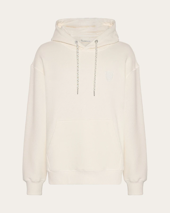 KnowledgeCotton Apparel Herren vegan Hoodie Lose Kängurutasche Reiher Weiß