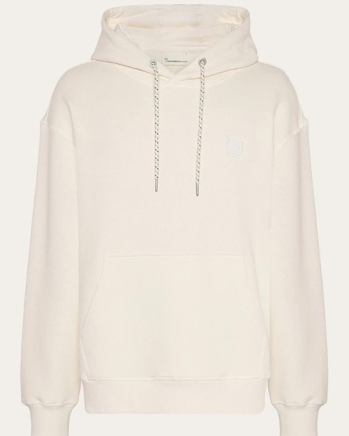 KnowledgeCotton Apparel Herren vegan Hoodie Lose Kängurutasche Reiher Weiß
