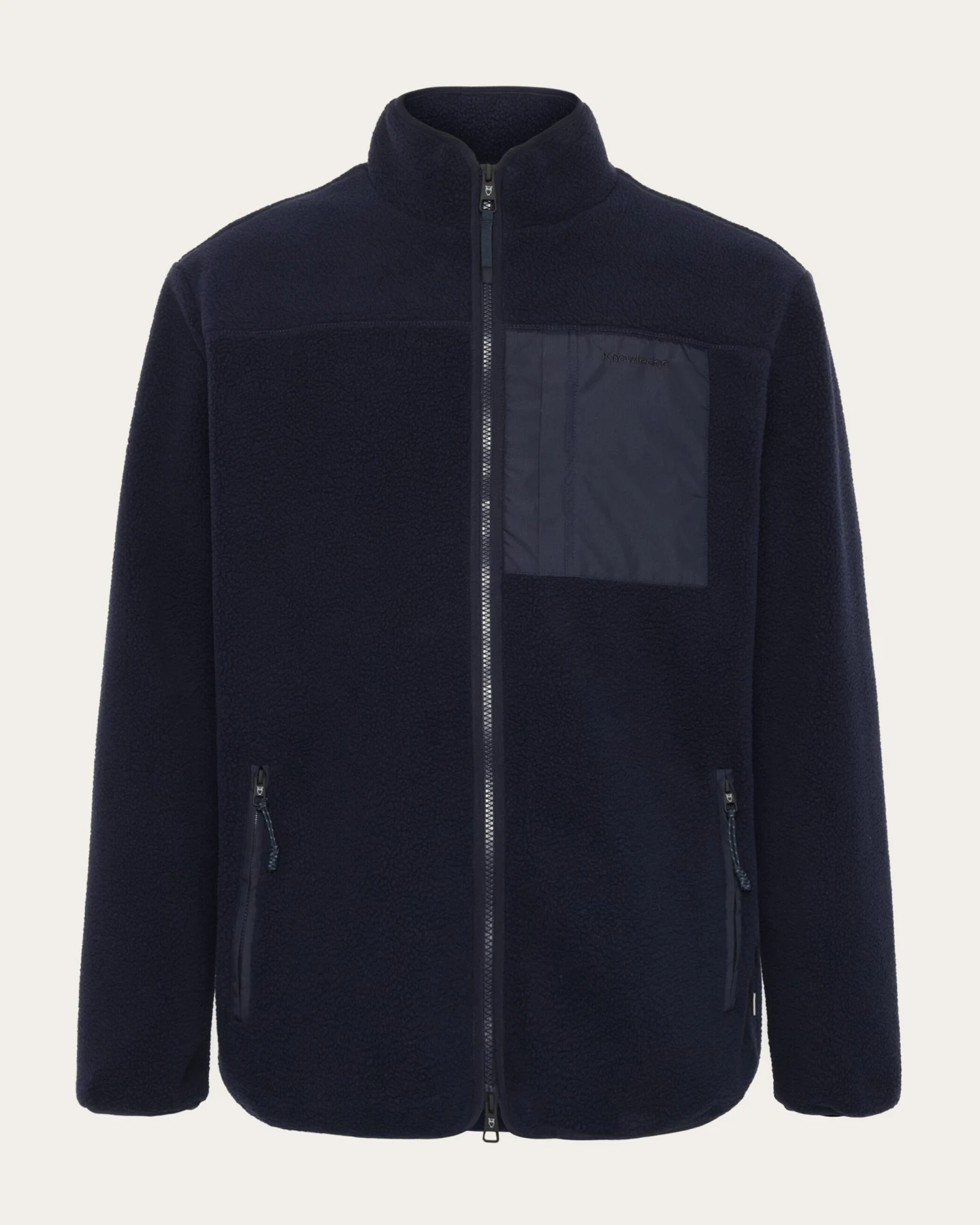 KnowledgeCotton Apparel Herren vegan Zip Jacke Loose Fleece Night Sky Navy – Ansicht 2