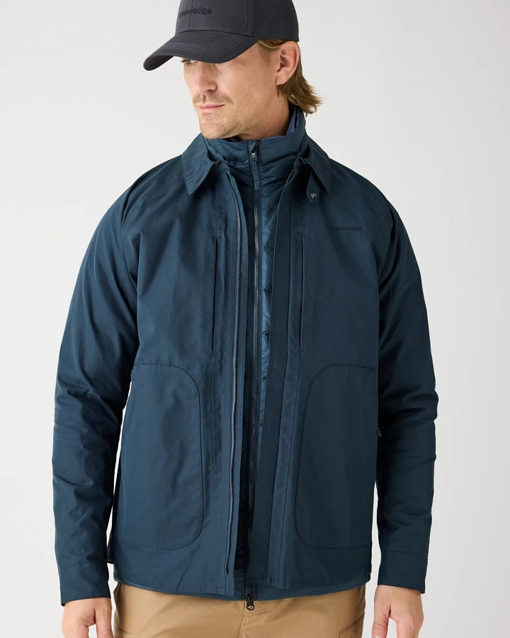 KnowledgeCotton Apparel Herren vegan Jacke Vent Canvas 200 Total Eclipse Navy