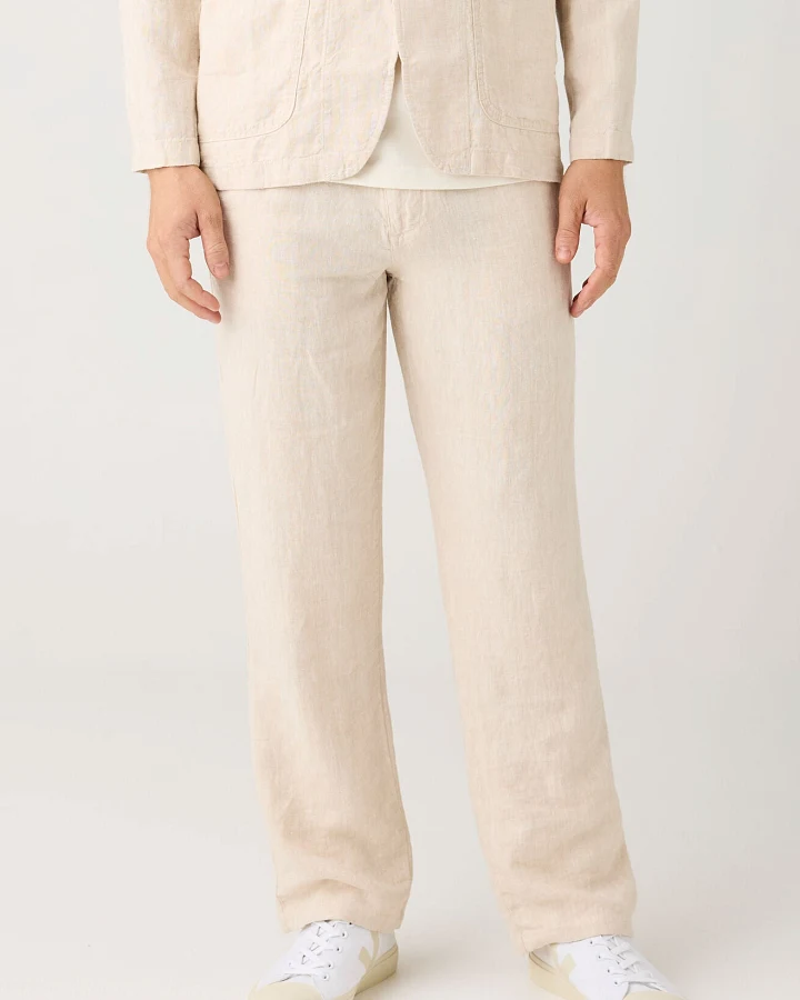 KnowledgeCotton Apparel Herren vegan Hose Loose Leinen Light Feather Grau